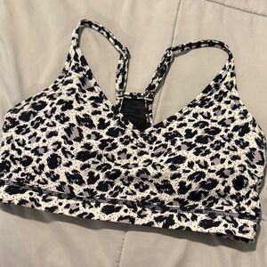 Leopard Print Light-Support Sports Bralette - Black & White